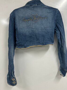 0400 Apple Bottoms XL Cropped Denim Jacket – Y2K Bling Rhinestone Jean Jacket